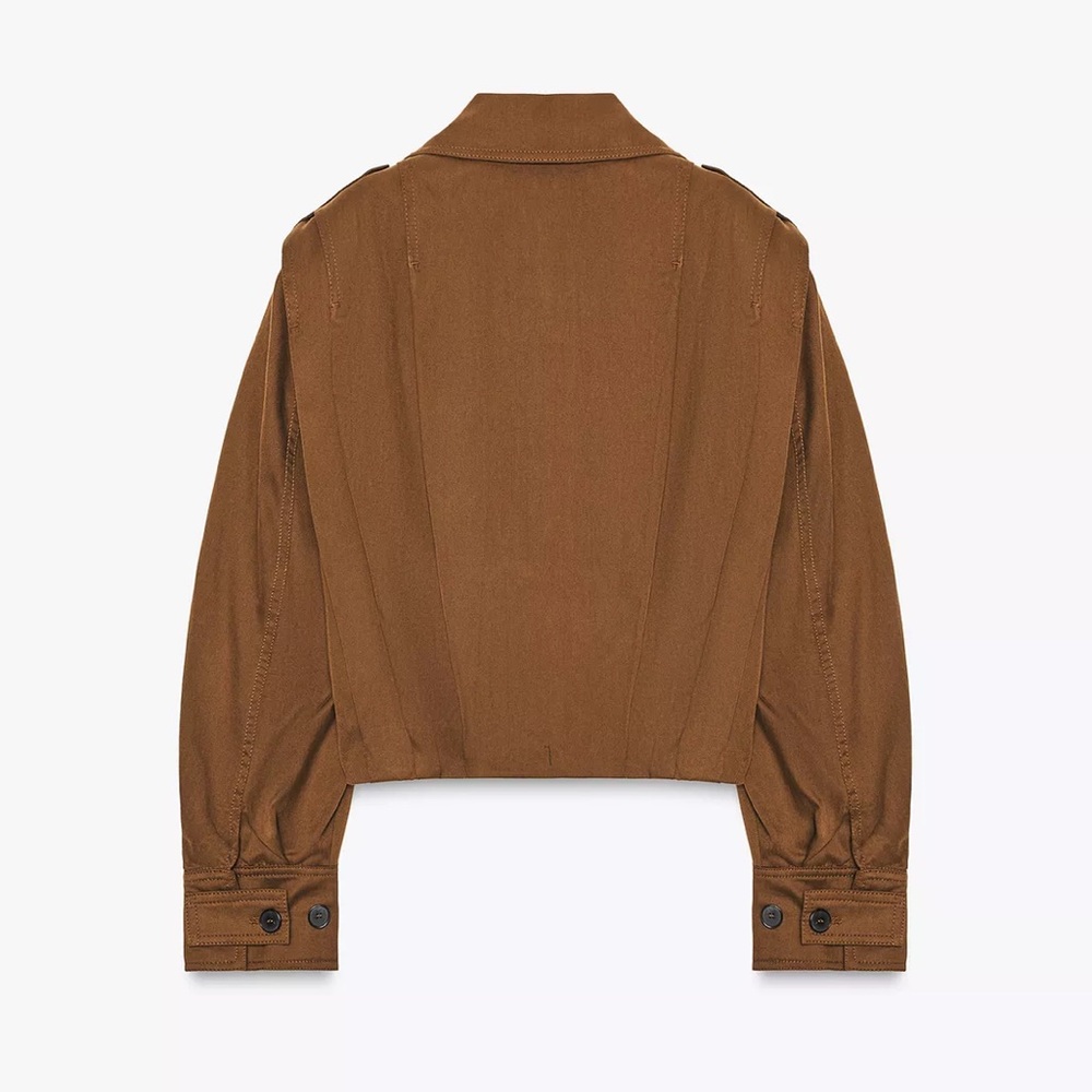 NEW! Zara Pleated Jacket With Tabs ZW Collection - Picture 3 of 6